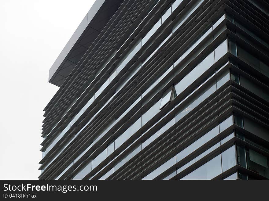 Lines that hold the curtain wall and composing a modern facade