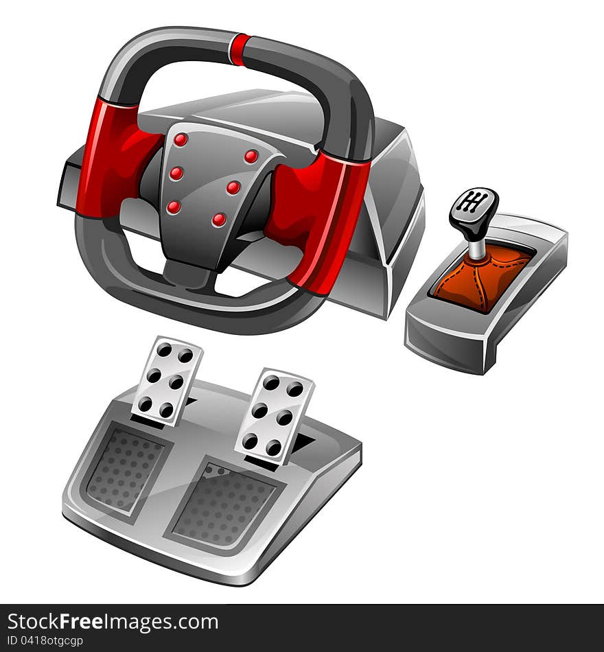 Vector illustration of computer game wheel on white background