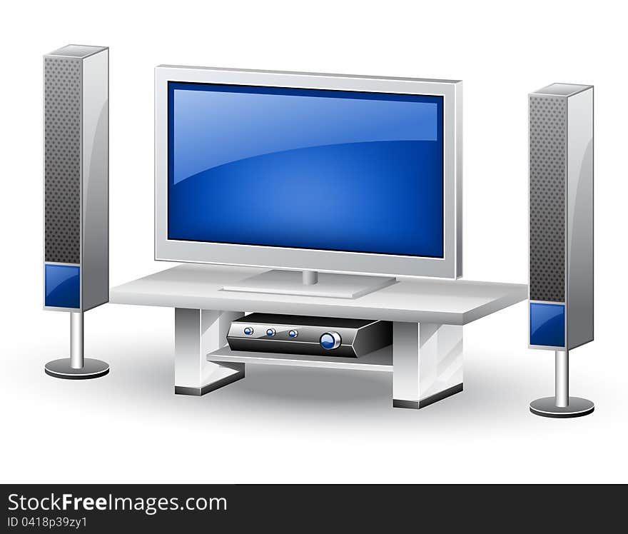 Vector illustration of home theatre on white background. Vector illustration of home theatre on white background