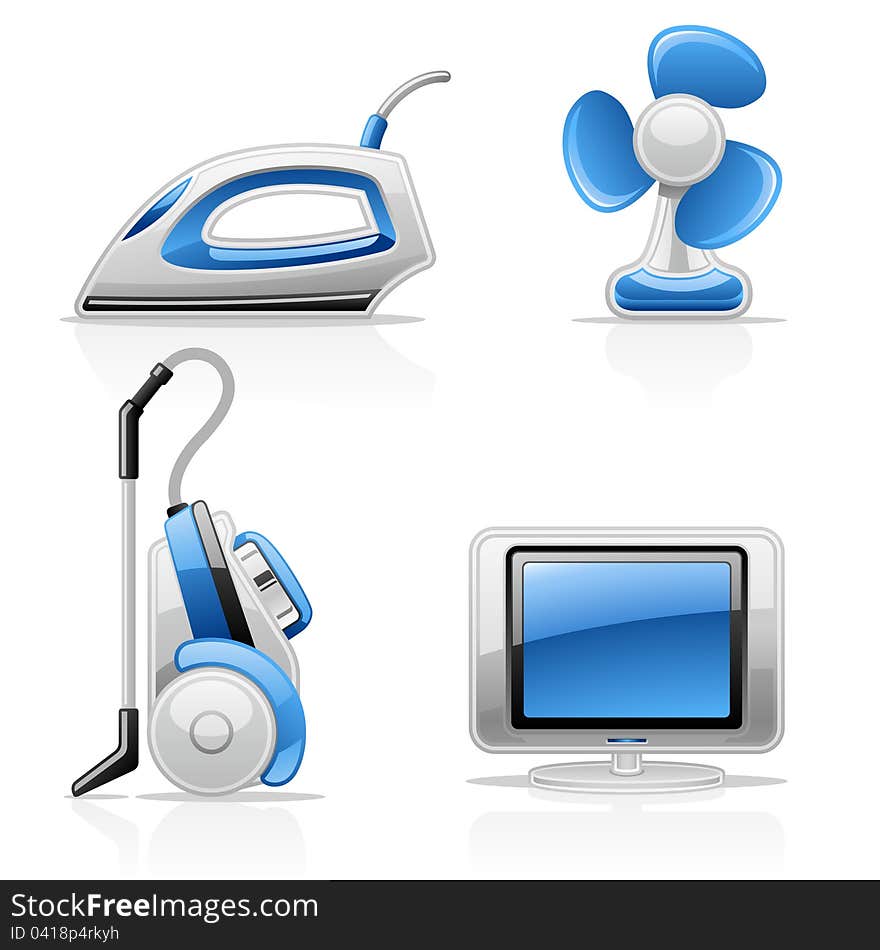 Vector illustration of household appliances on white background