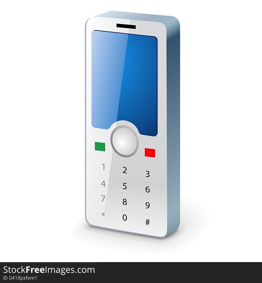 Vector illustration of mobile phone on white background