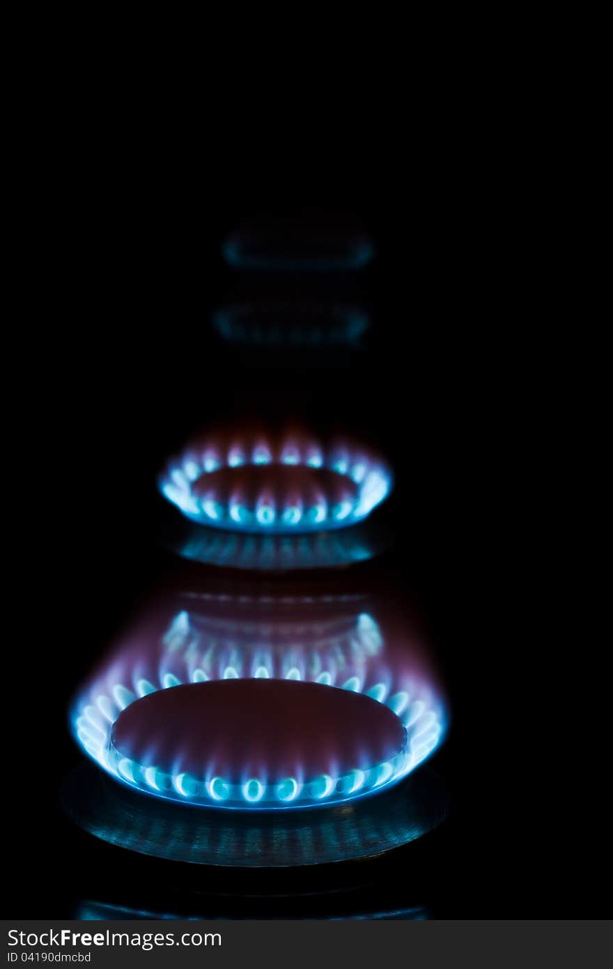 Blue flames of gas stove