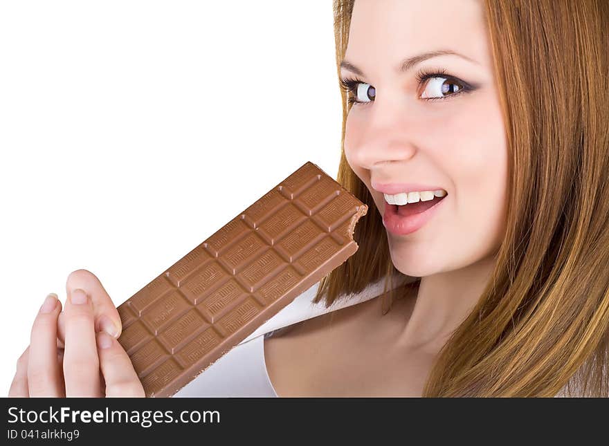 Portrait Of Beautiful Woman With A Chocolate