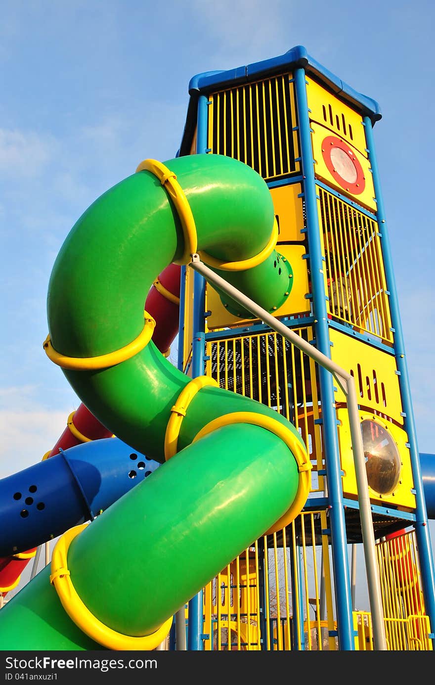 Image of a colorful slide in a children park