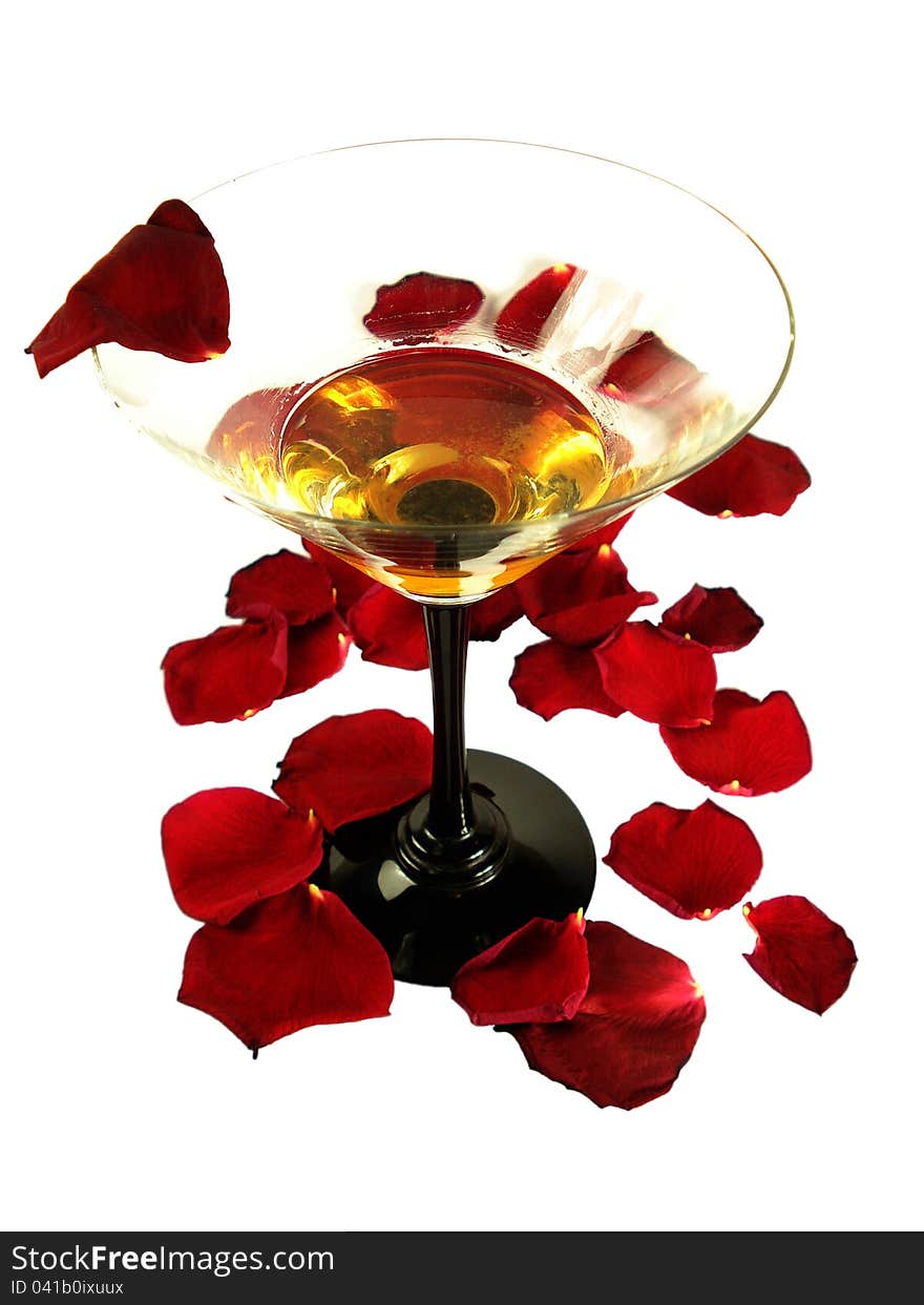 Glass And Rose Petals