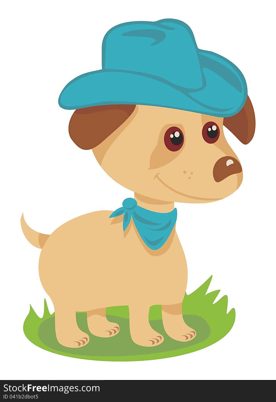 Puppy with cowboy hat and scarf. Puppy with cowboy hat and scarf