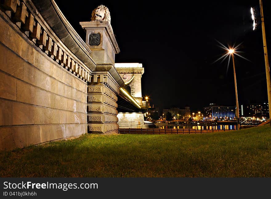 Chain bridge in Budapest, capital of Hungariy. Chain bridge in Budapest, capital of Hungariy