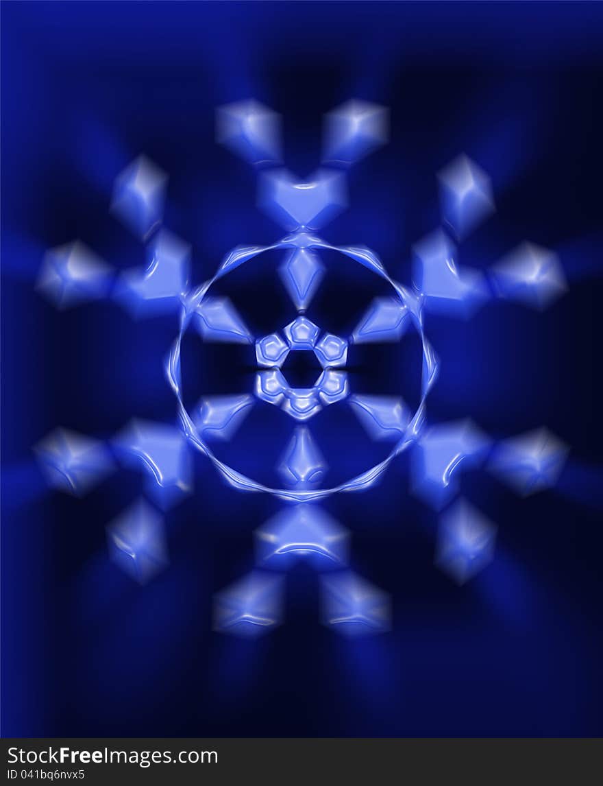 Blue coloured snowflake, abstract illustration. Blue coloured snowflake, abstract illustration