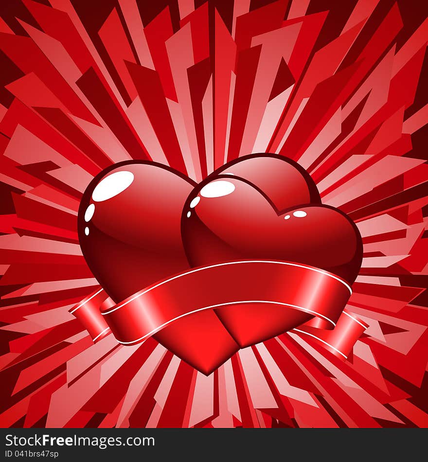 Elegant background with gold and red hearts. Elegant background with gold and red hearts