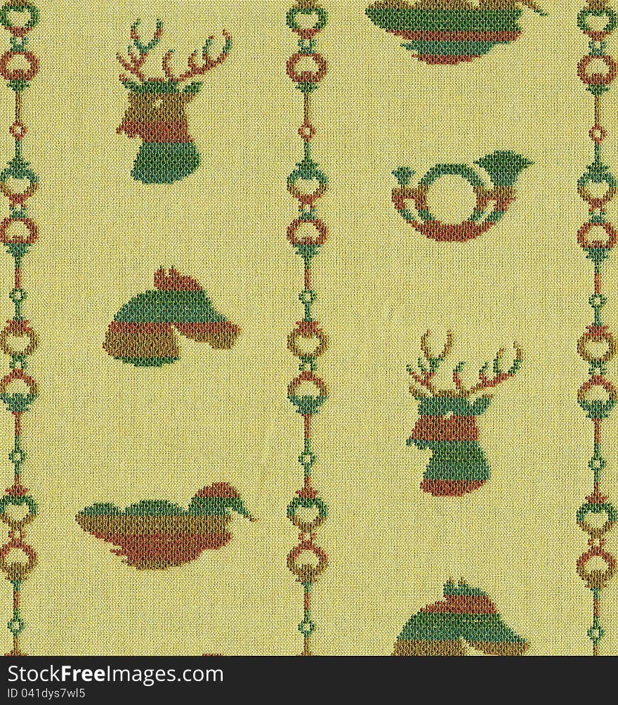 Bottom to illustrate the hunting in embroidered textile. Bottom to illustrate the hunting in embroidered textile.