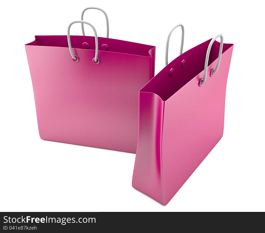 Two shopping bags isolated on white background