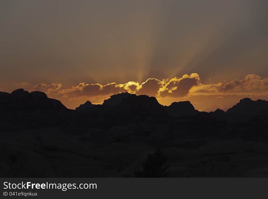 Sunset over Petra, Jordan