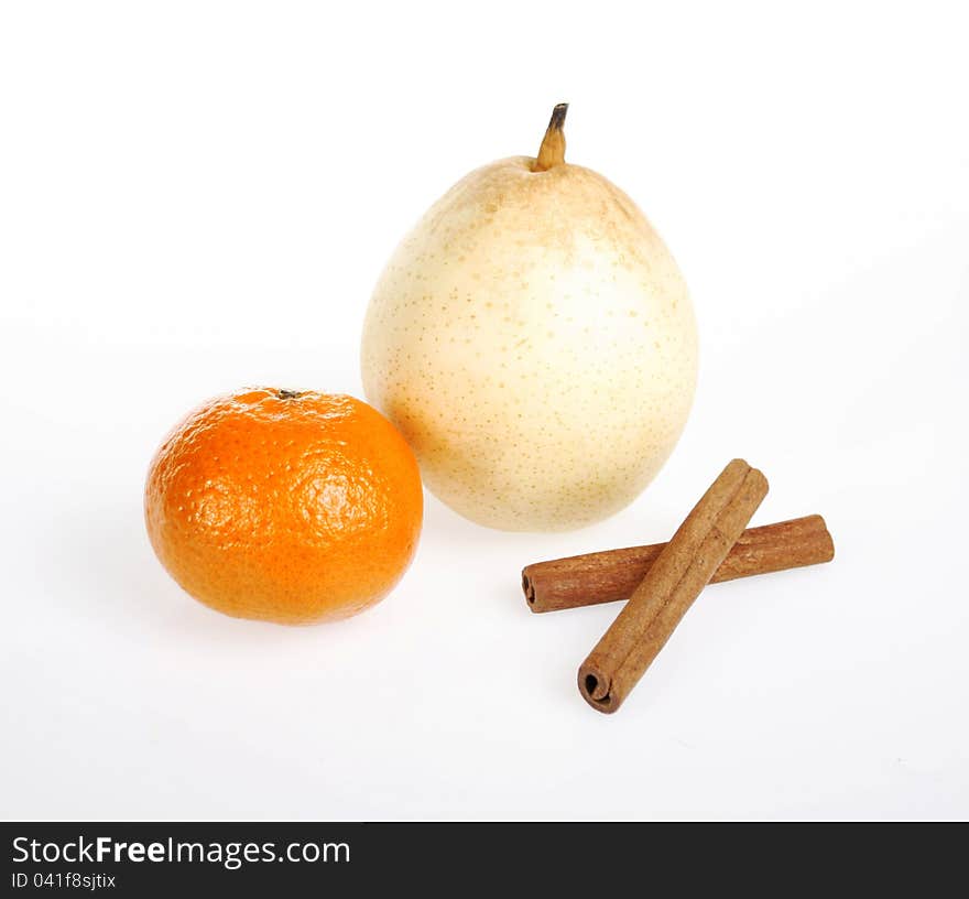 Tangerine, Pear And Cinnamon Sticks