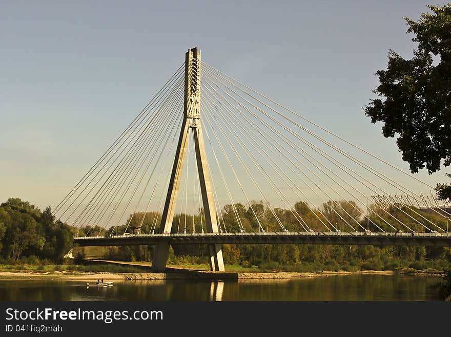 Holy Cross Bridge in Warsaw over the Vistula river, Poland. Holy Cross Bridge in Warsaw over the Vistula river, Poland