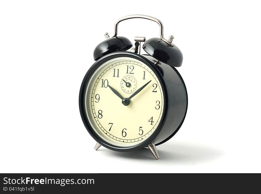 Black Vintage Alarm Clock, on white background