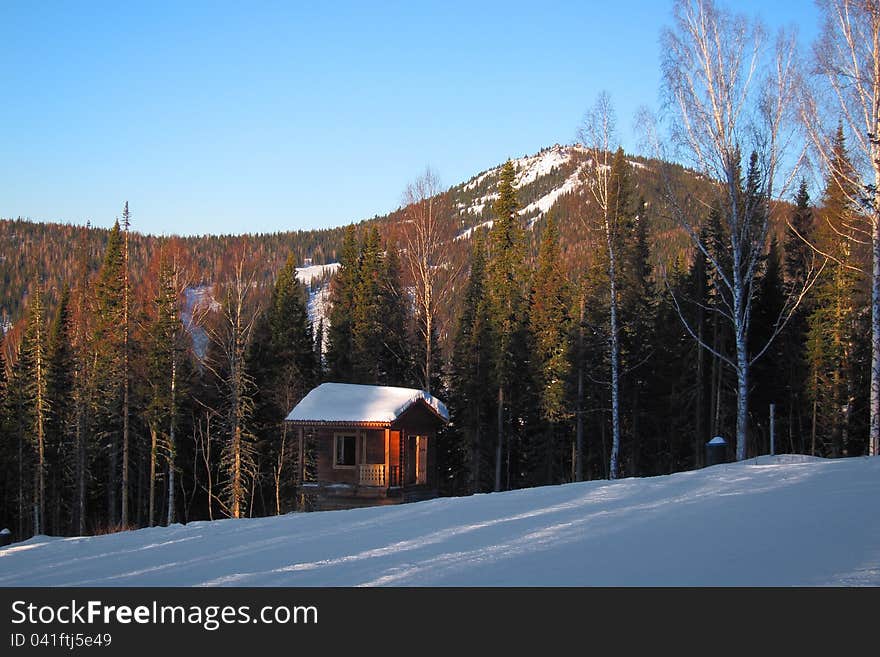 Mountain slope with house