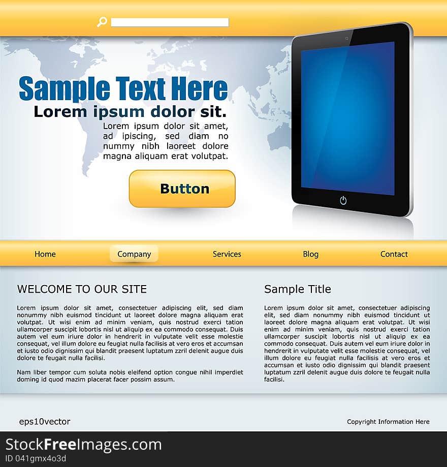 Vector website design template with mobile device. Vector website design template with mobile device