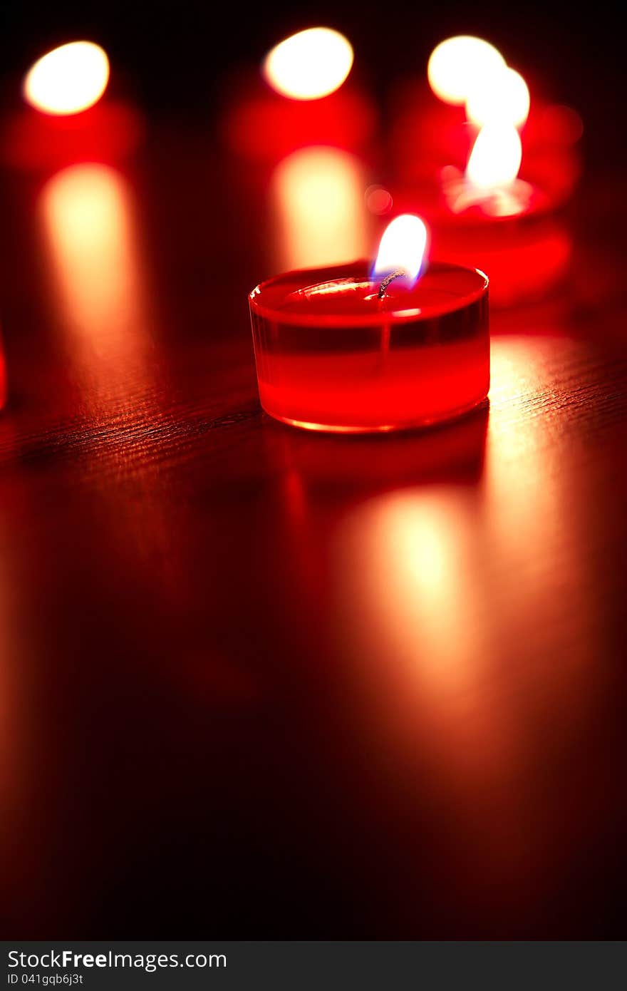 Heart from the lit red candles. Heart from the lit red candles