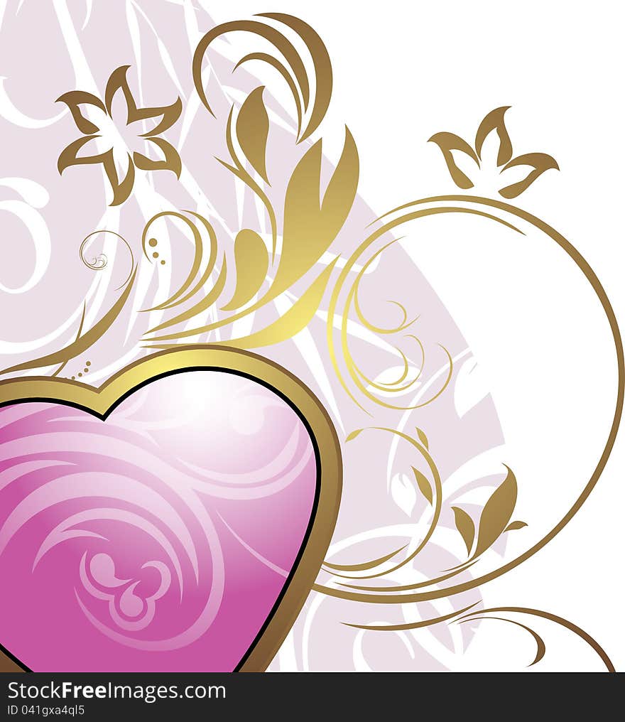 Pink Heart With Ornamental Elements