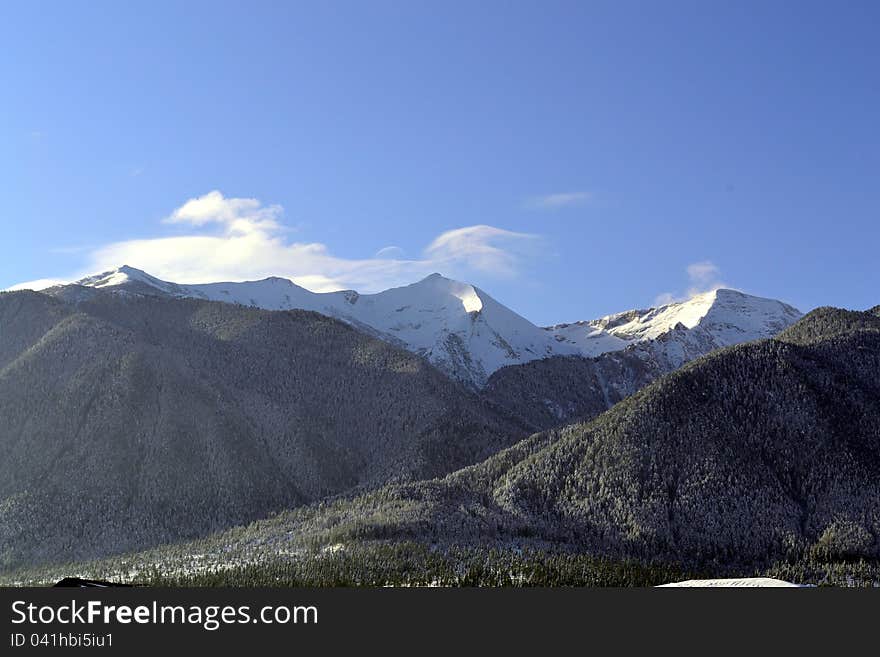 High mountain on sunny day