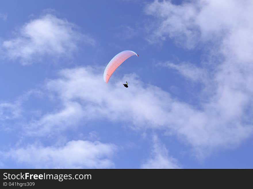 Man paragliding on mountain hill. Man paragliding on mountain hill