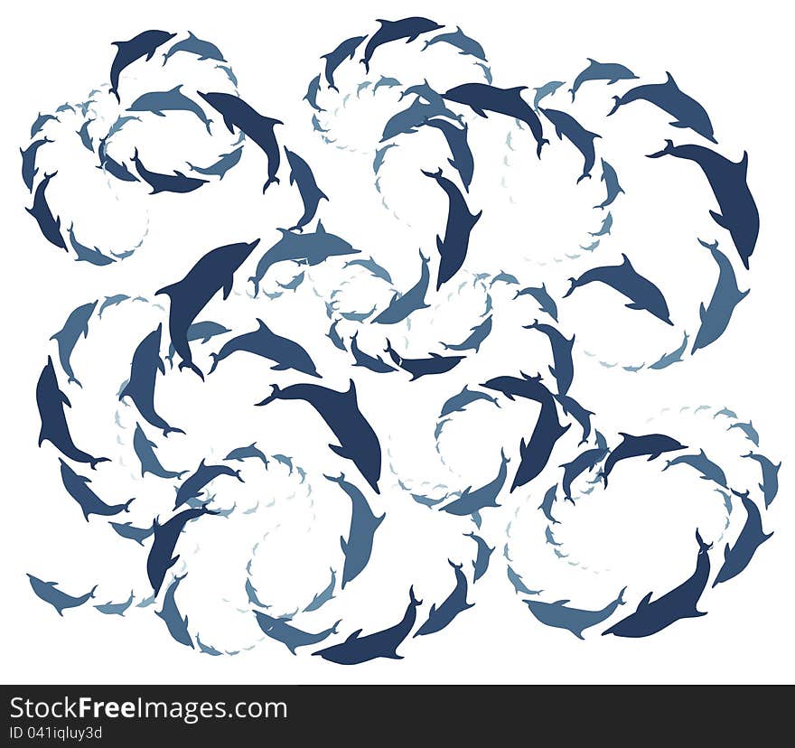 Dolphins circles background. Vector illustration 6000. Dolphins circles background. Vector illustration 6000