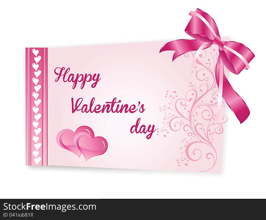 Pink Valentine's day card. Pink Valentine's day card