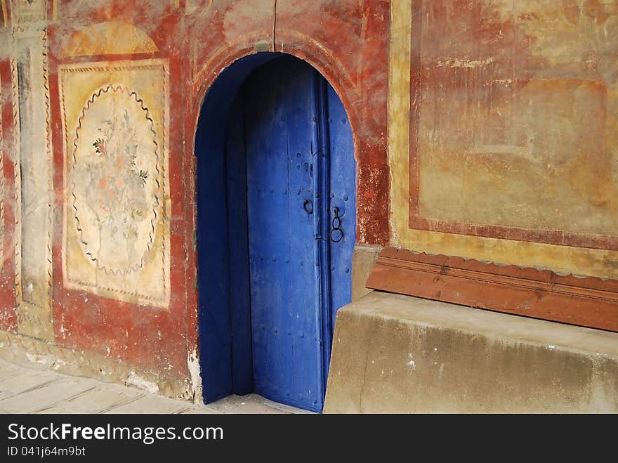 Blue monastery church door