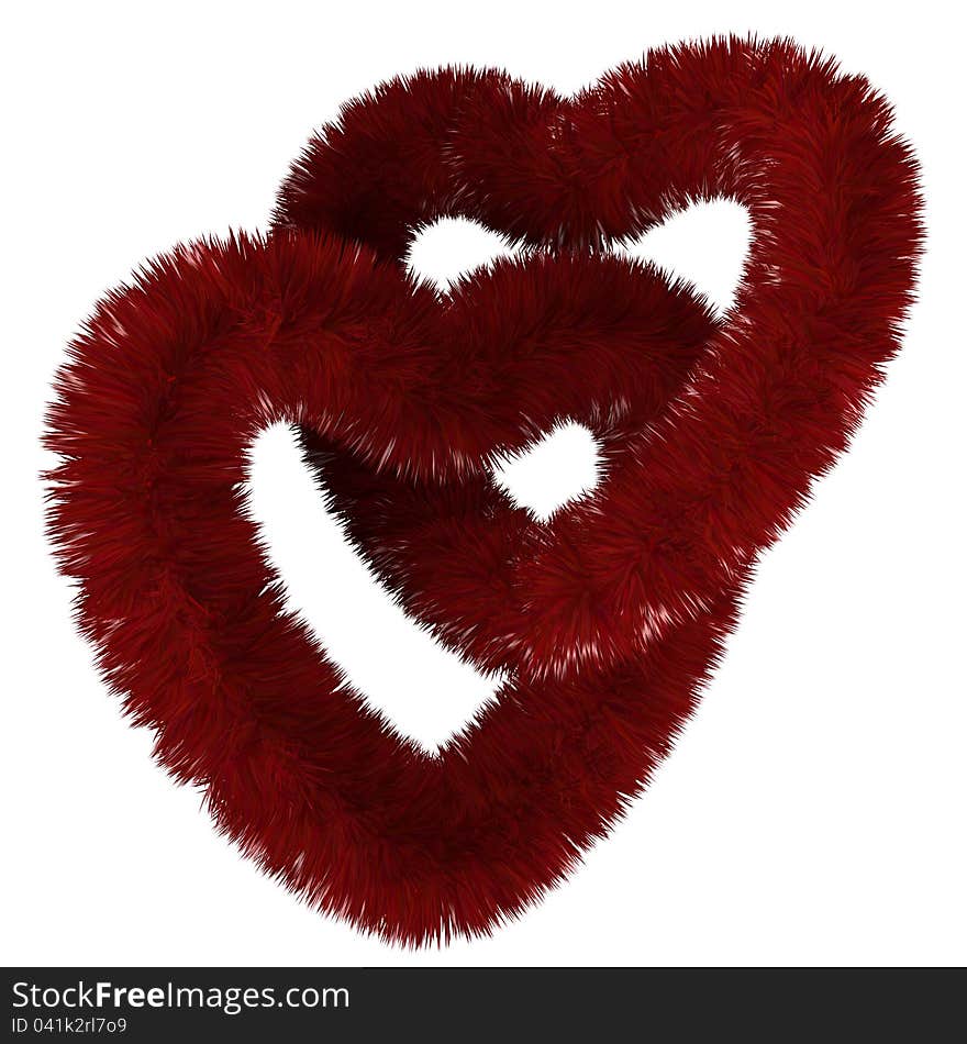 Two fluffy red hearts