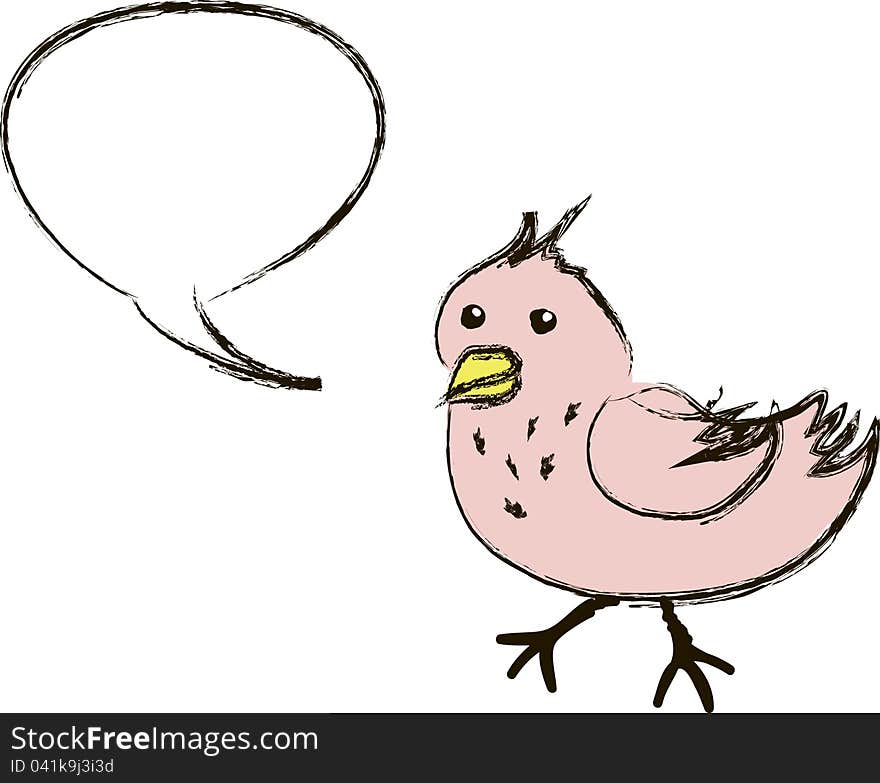 Pink cartoon tweeting bird