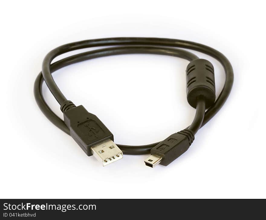 USB cable on white background