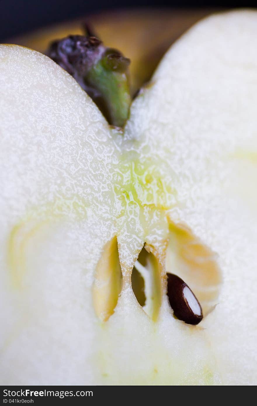 Close up of sliced yellow apple. Close up of sliced yellow apple