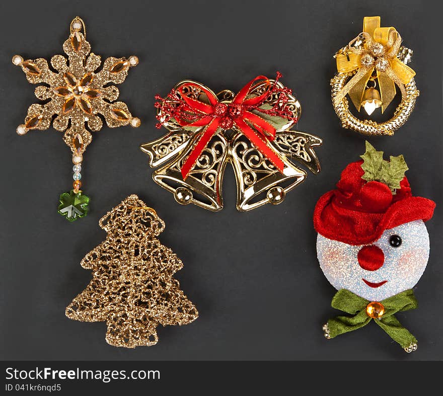 Christmas ornaments and decorations on a dark background