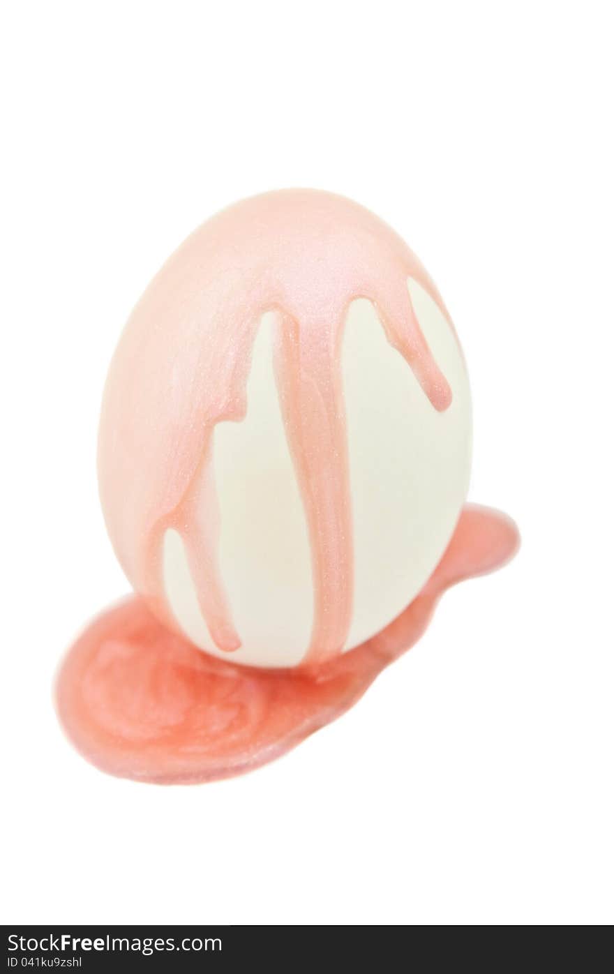 Easter Egg Painted Pink And Coral With Liquid Colors Shimmer