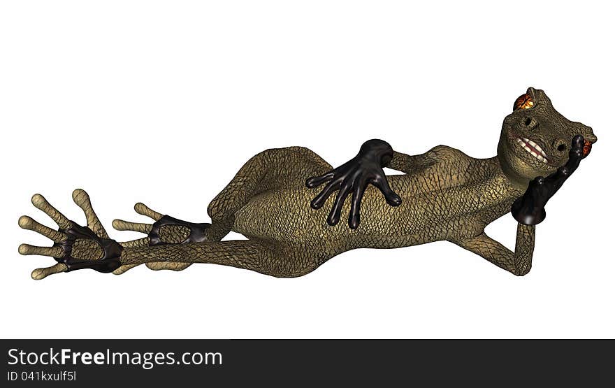 Illustration of a salamander relaxing. Illustration of a salamander relaxing