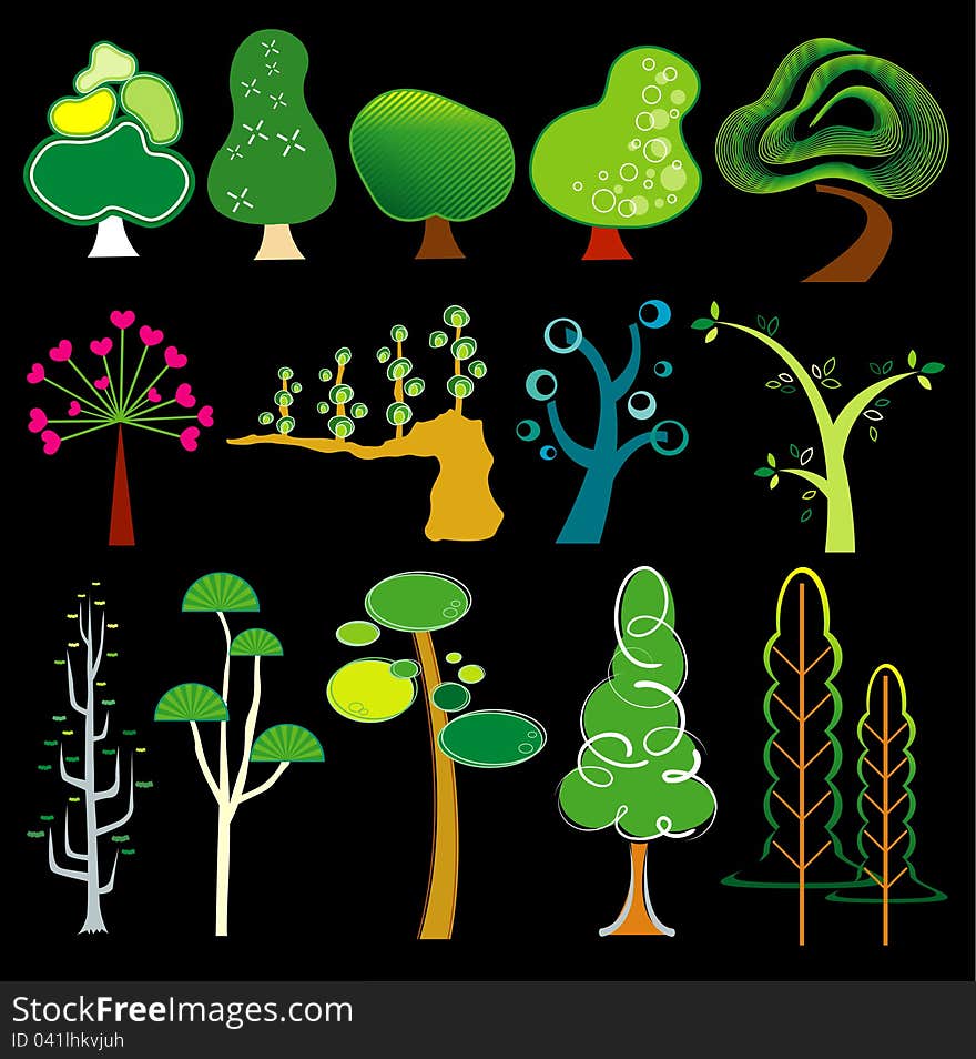 Collection of trees on white background. Collection of trees on white background