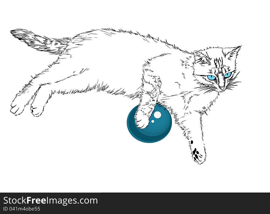 Blue-eyed cat.(Vector illustration)