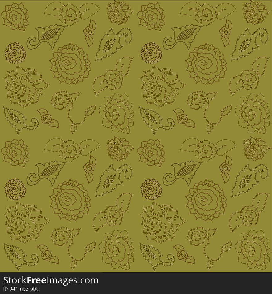 Seamless pattern with hand drawing brown roses. Seamless pattern with hand drawing brown roses