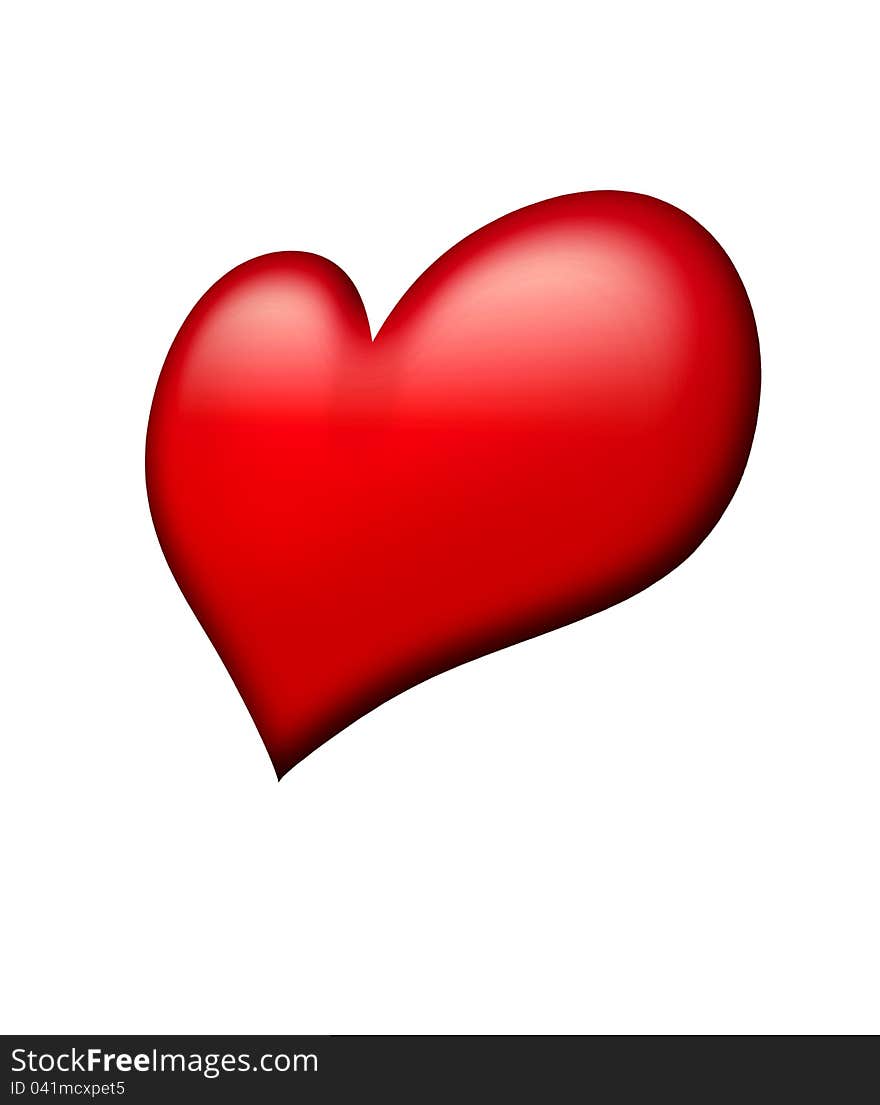 Red heart over white background