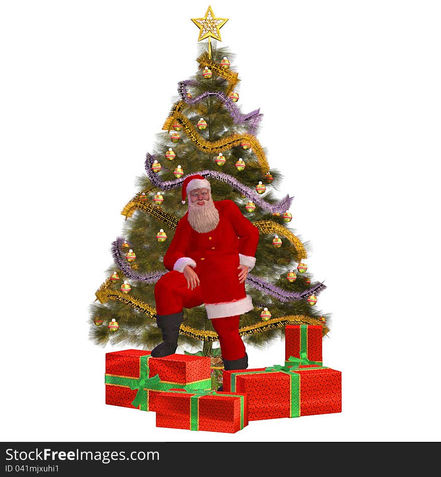 Santa Claus With Presents And