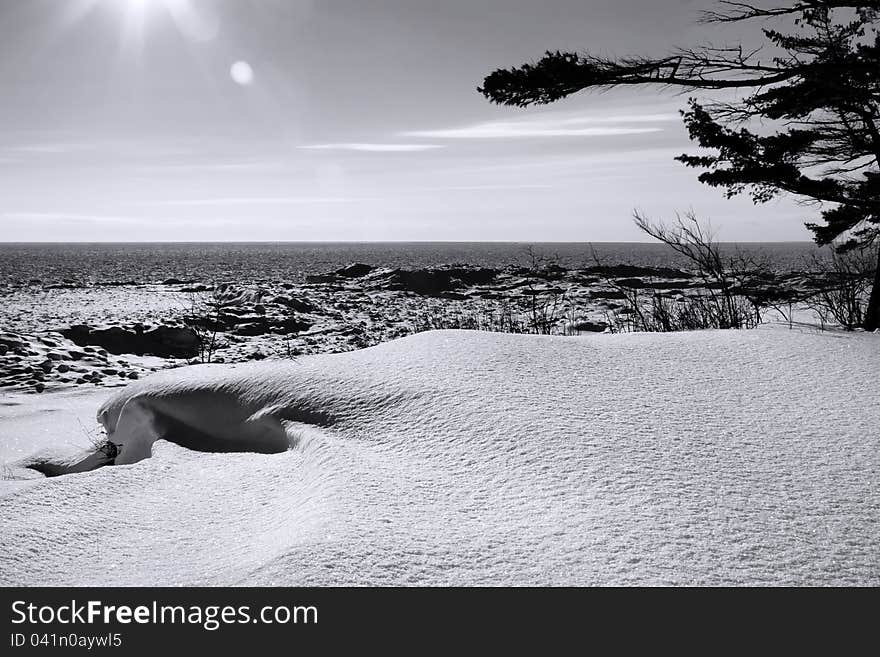 Lake Superior Winter B & W