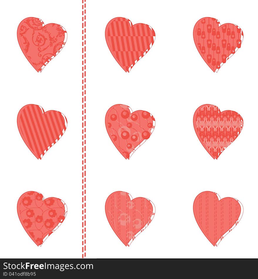 Set of patterned hearts