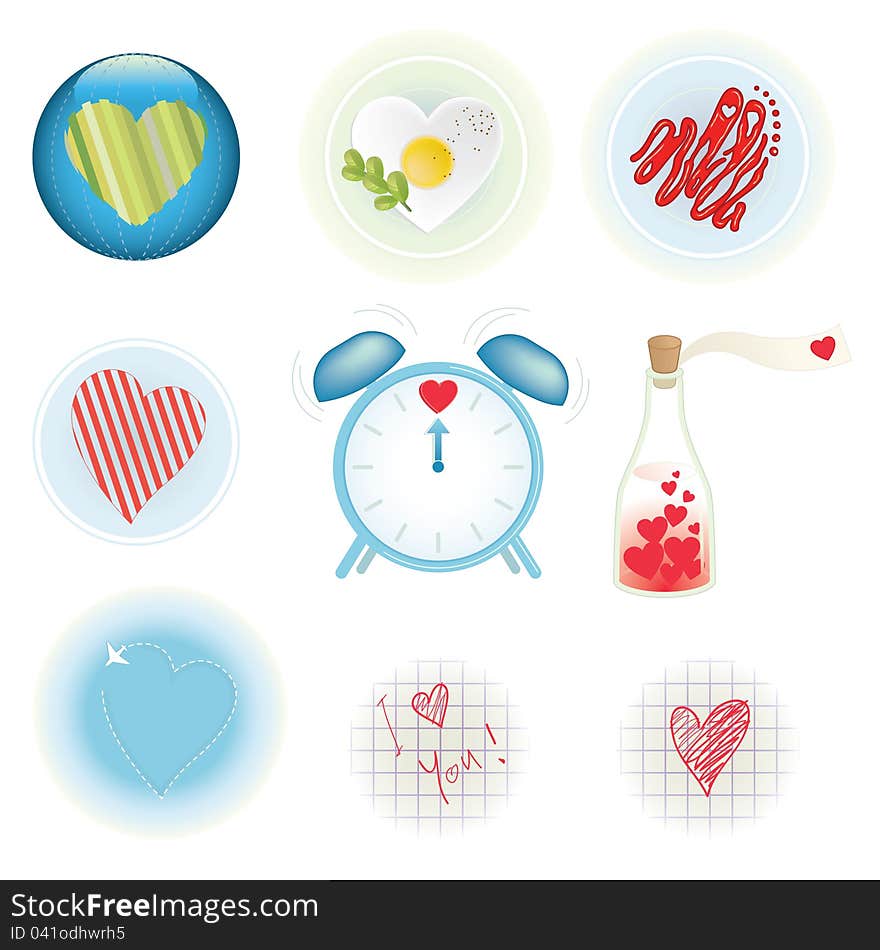 Set of original heart icons