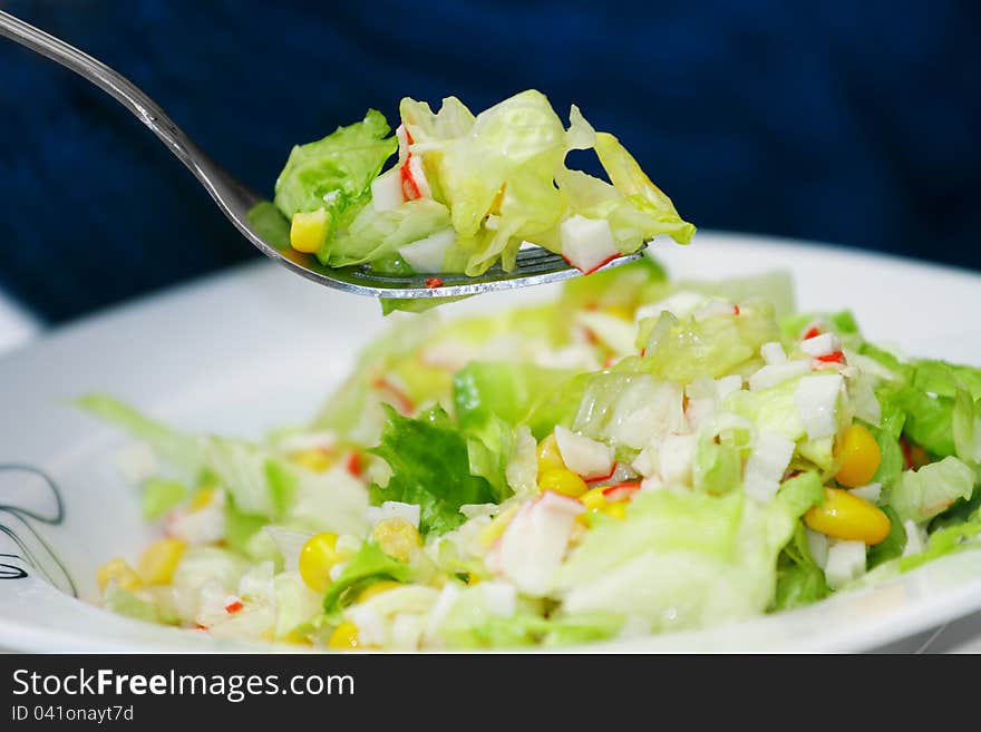 Green salad with crab meat