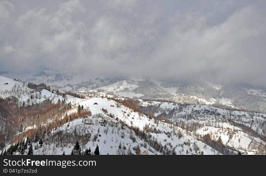 Peak mountain valley in Transylvania land of Romania. Peak mountain valley in Transylvania land of Romania