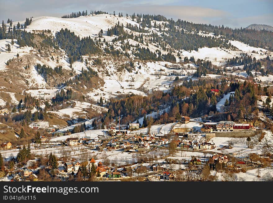 Village in mountain valley in transylvania. Village in mountain valley in transylvania