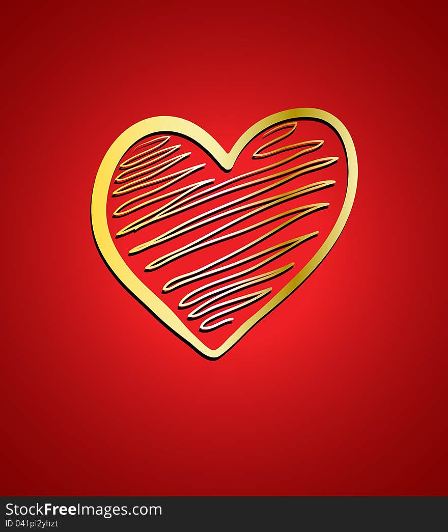 Heart On Red Background