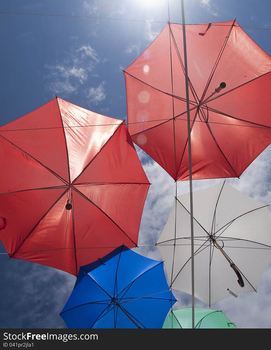 Umbrellas in the sky