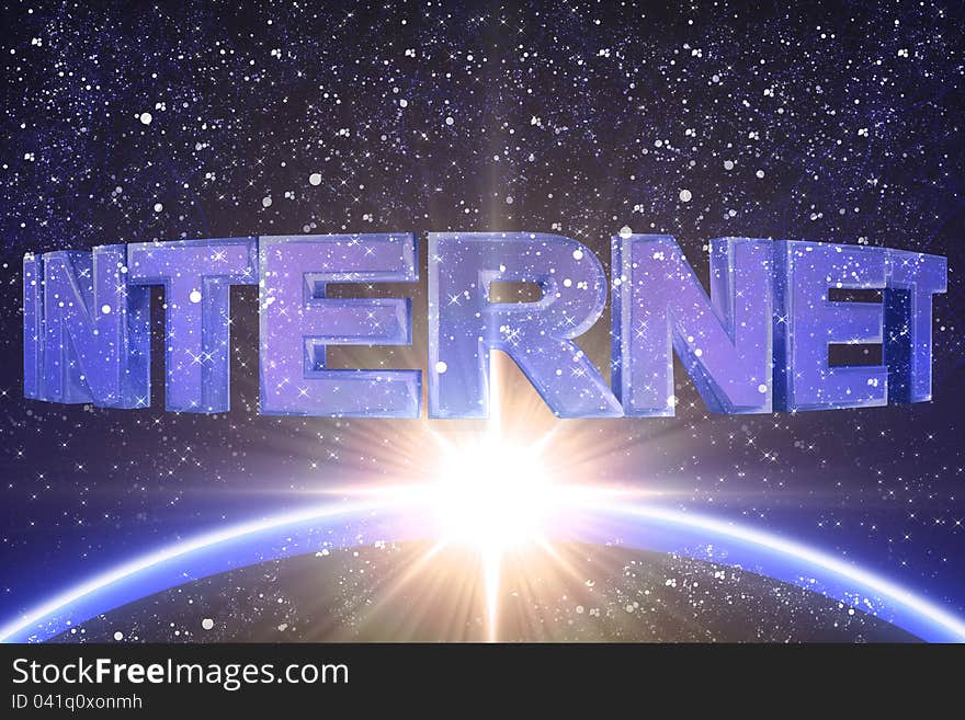 Big internet word, symbol and space background.