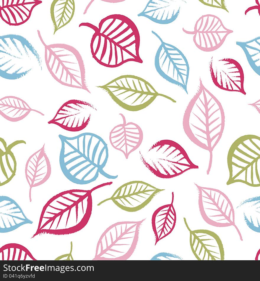 Seamless pattern with leaves